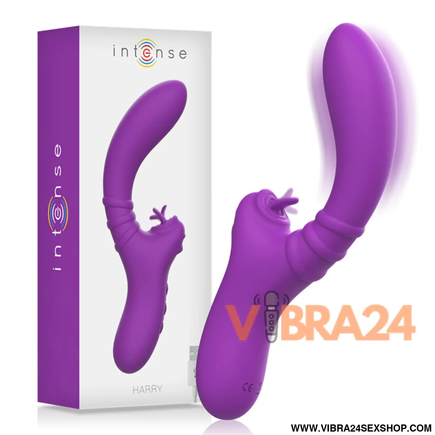 INTENSE - VIBRADOR FLEXÍVEL HARRY COM LÍNGUA ROXA
