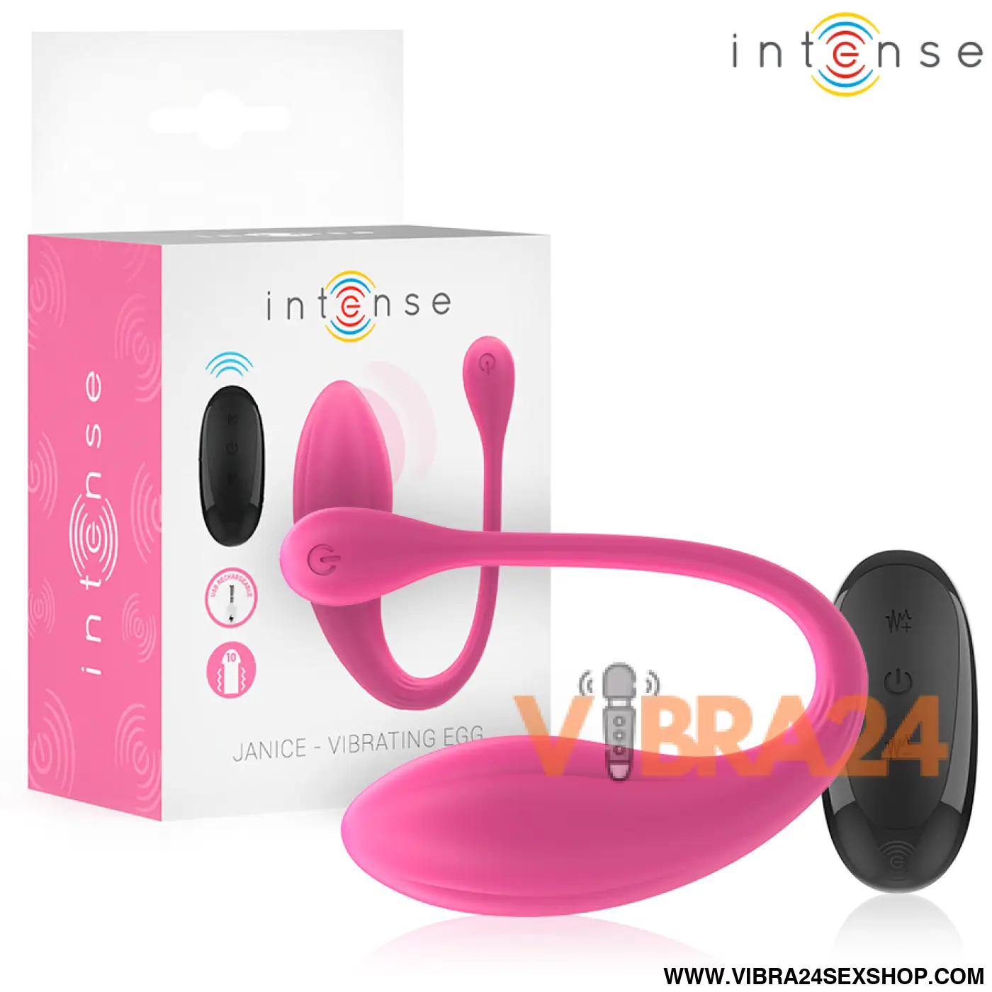 INTENSE - VIBRADOR JANICE U DUPLA ESTIMULAÇÃO 10 VIBRAÇÕES ROSA CONTROLE REMOTO