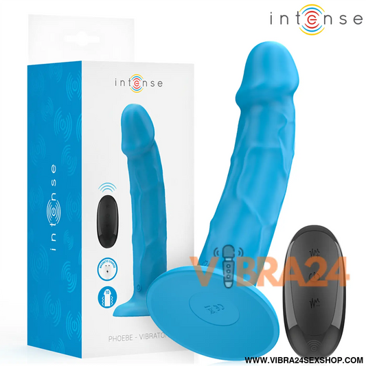 INTENSE - VIBRADOR REALÍSTICO PHOEBE 10 VIBRAÇÕES CONTROLE REMOTO AZUL