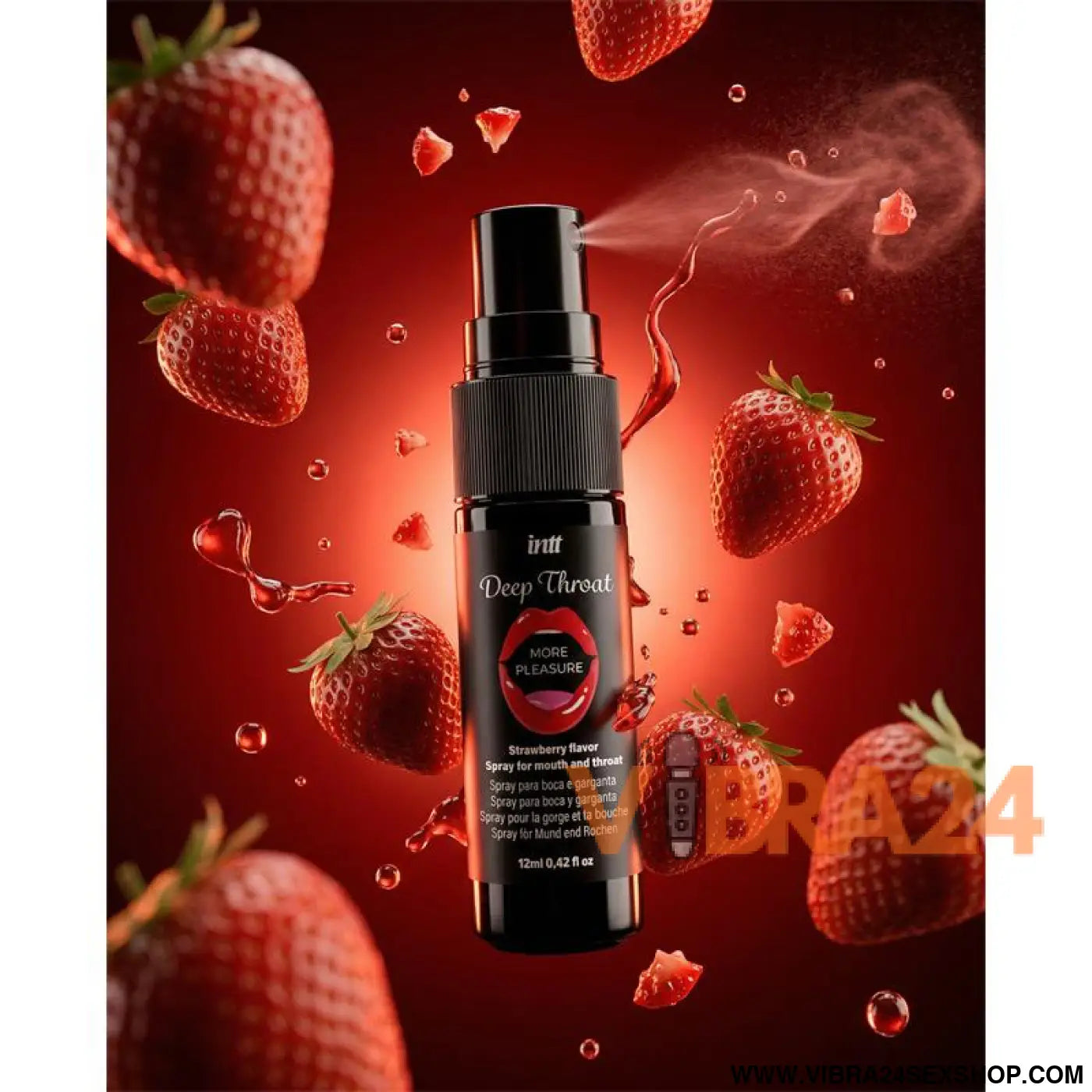 INTT – Deep Throat Spray: Spray Oral com Sabor Morango para Minimizar o Reflexo de Náusea e Aumentar Conforto no Sexo