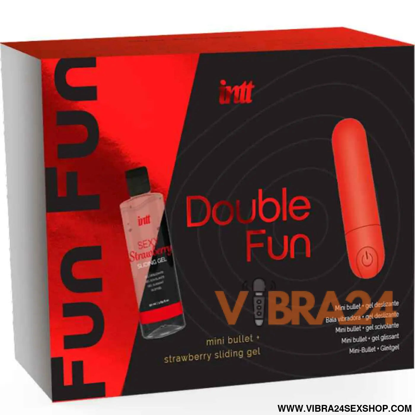INTT RELEASES - DUPLO FUN KIT COM BALA VIBRANTE E GEL DE MASSAGEM MORANGO