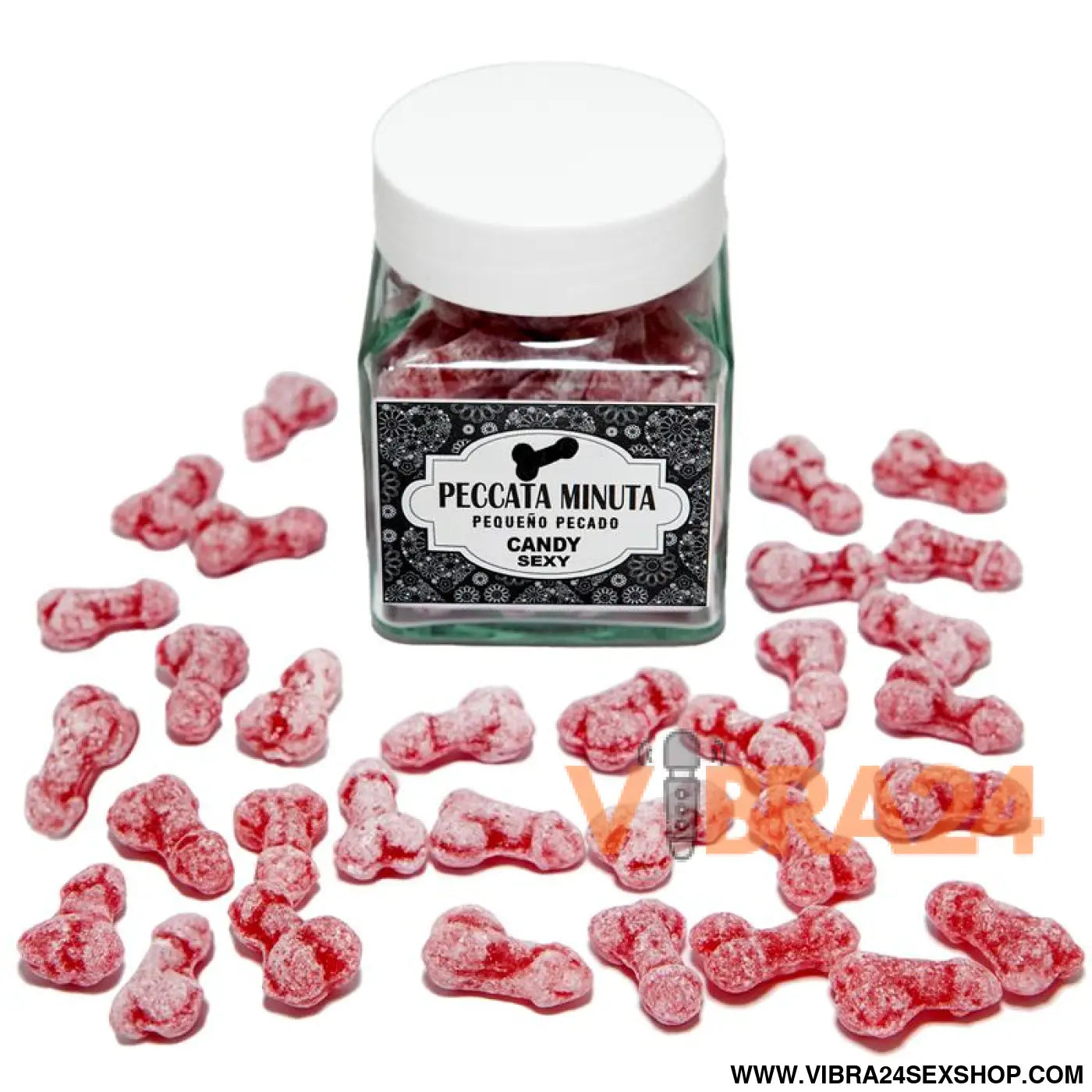 Jar of 40 Strawberry/Cherry Flavored Penis-Shaped Candies
