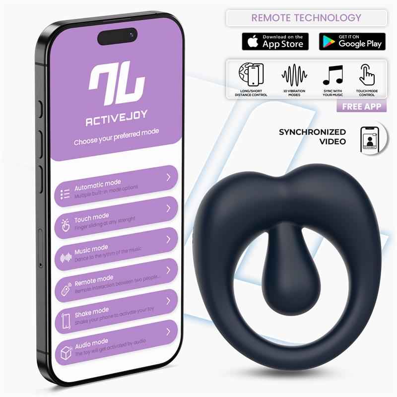 Kenny Penis Ring with Clitoris Stimulator and APP Night Blue