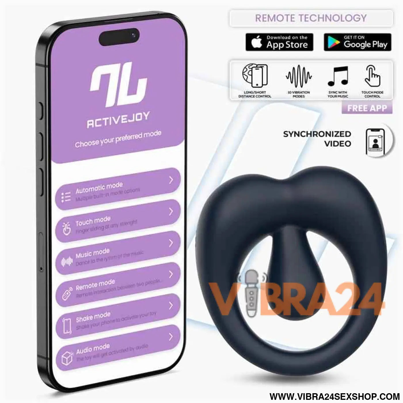Kenny Penis Ring with Clitoris Stimulator and APP Night Blue