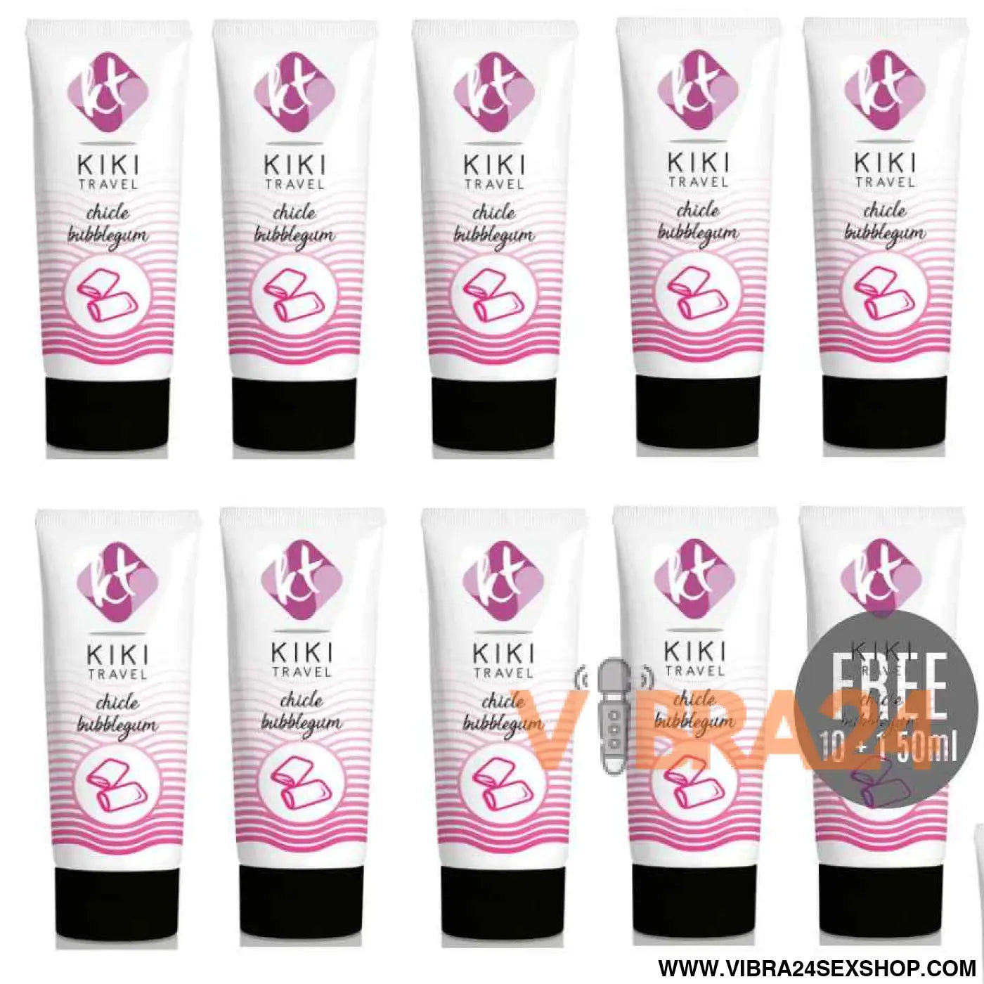 KIKÍ TRAVEL - LUBRIFICANTE SABOR GOMA 50ML 10 + 1 GRÁTIS