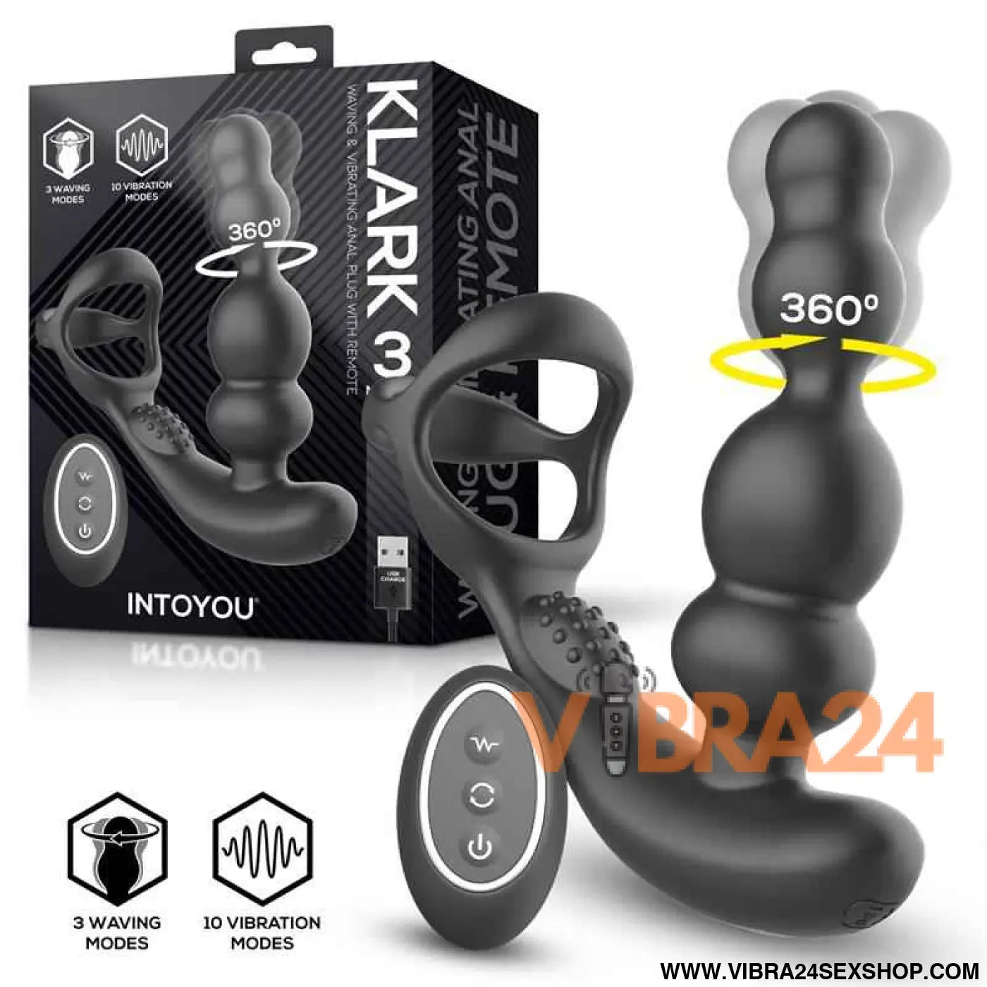 Klark Vibrating and Waving Butt Plug with Remote