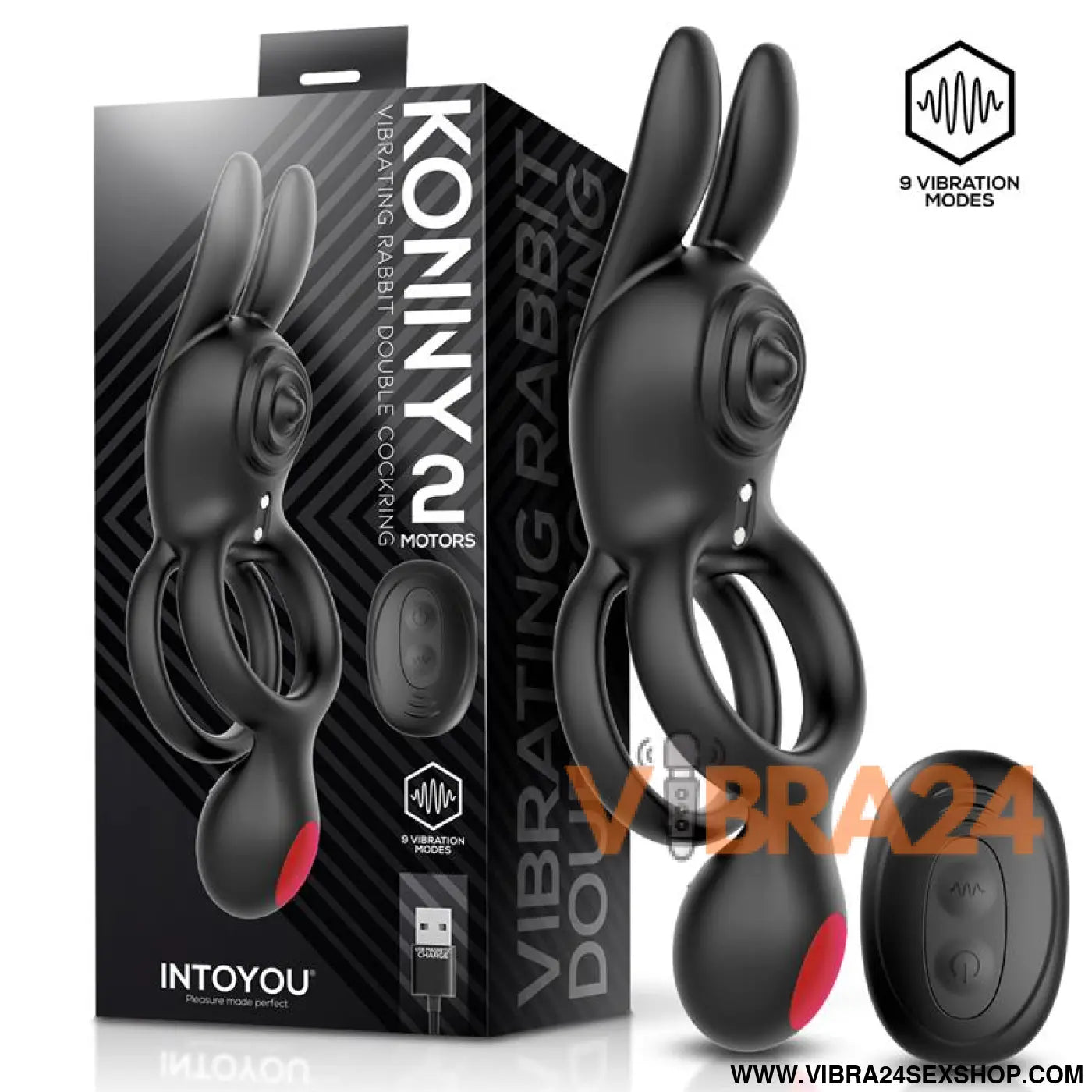 Konny Vibrating Rabbit Double Cockring with Remote