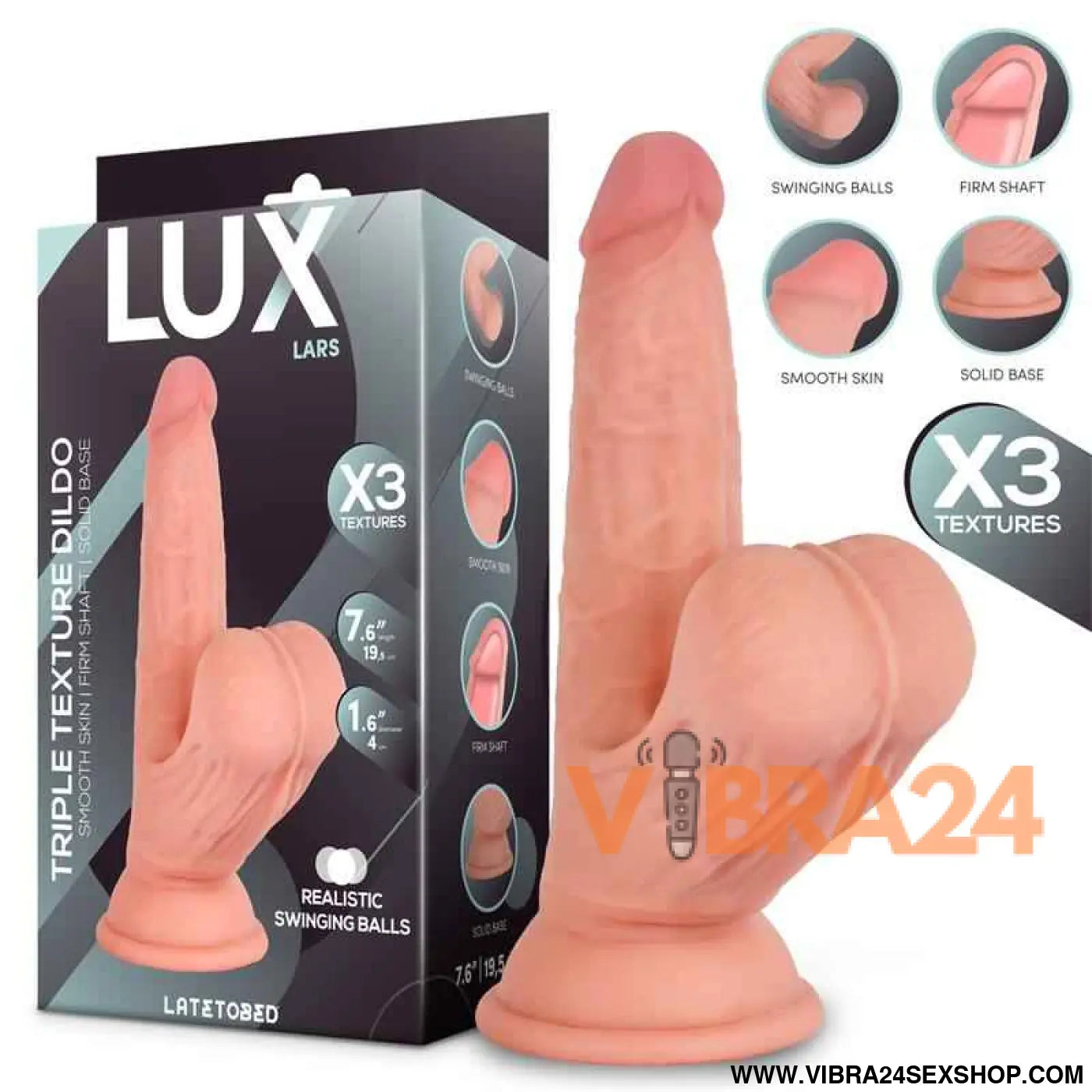 Lars Triple Density Dildo with Swinging Balls 7.6