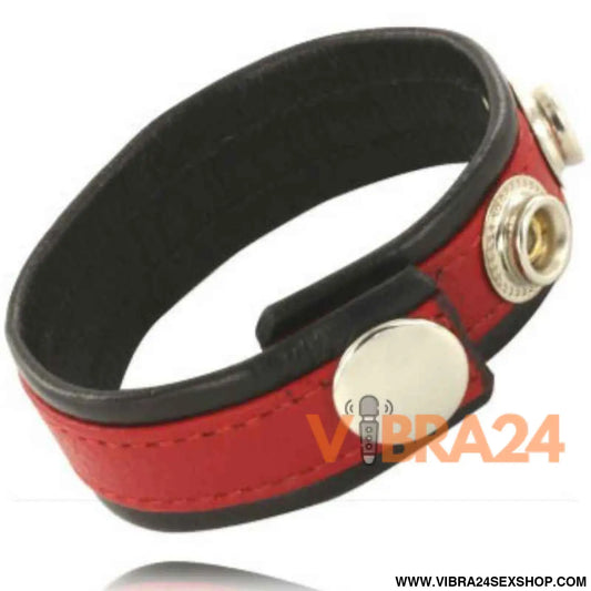 LEATHER BODY - CINTA DE COURO AJUSTVEL PARA PÊNIS VERMELHO-PRETO