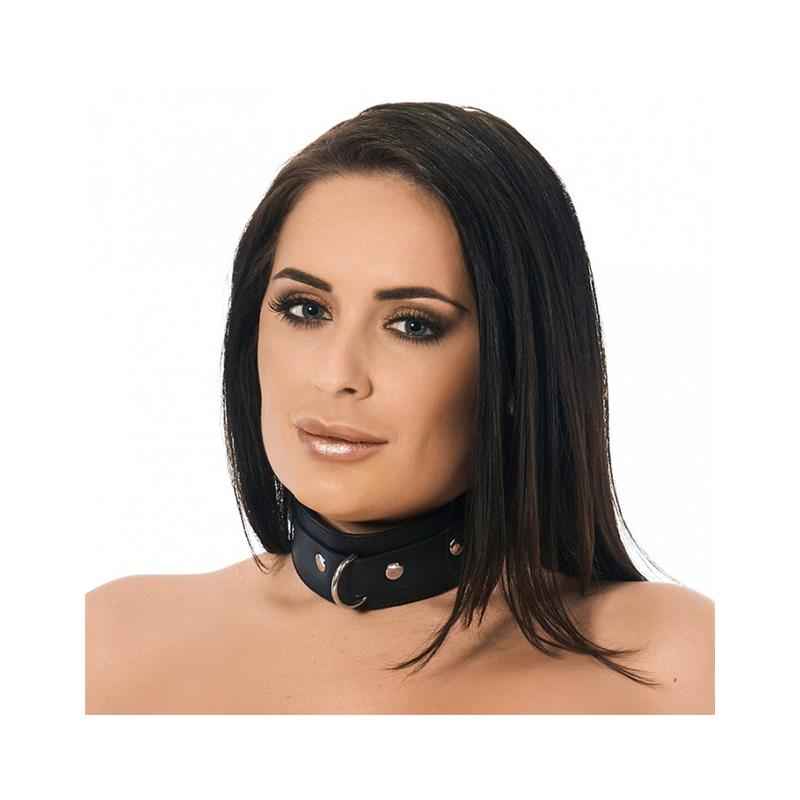 Leather Collar with Studs and D-Ring