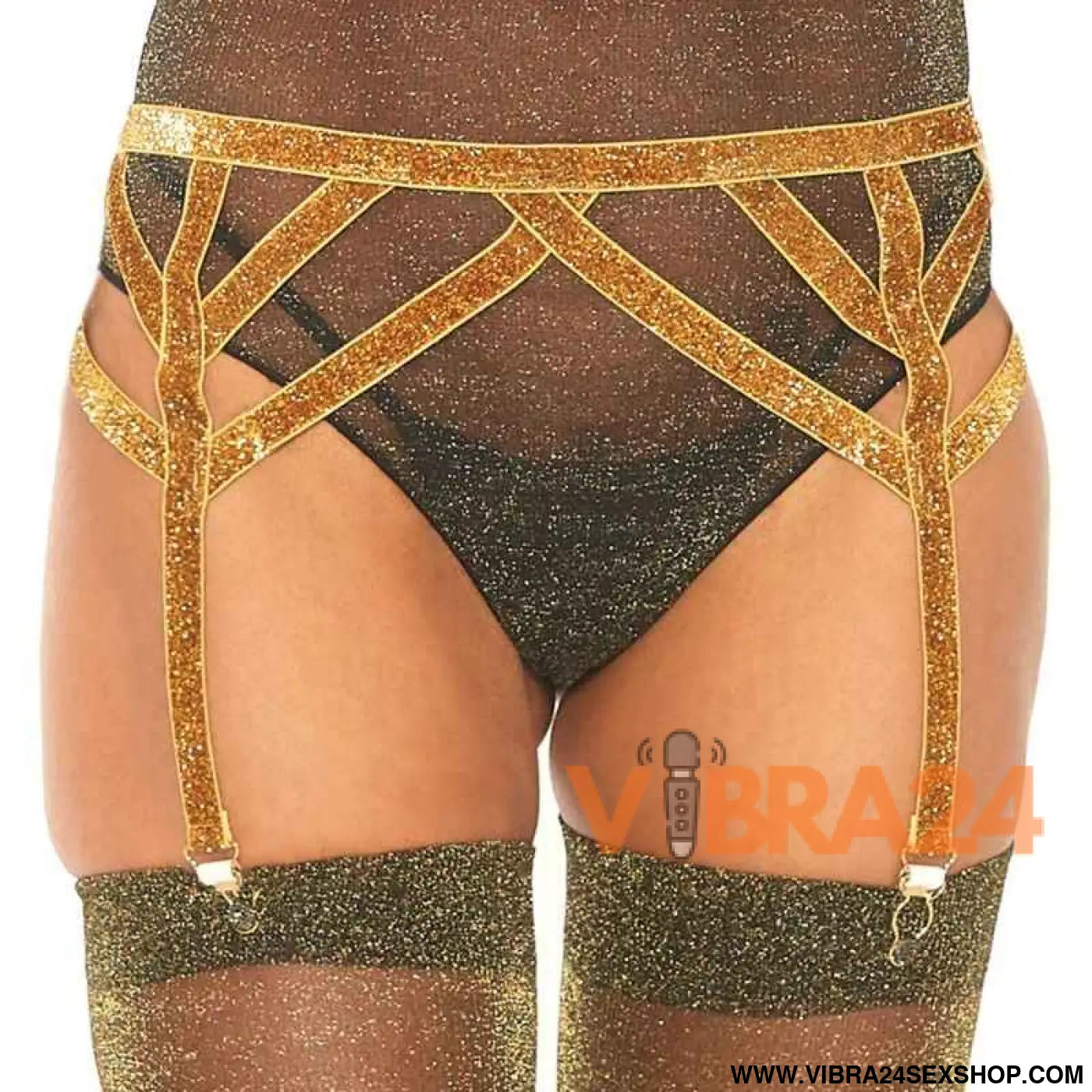 LEG AVENUE - CINTO-LIGA ELSTICO LUREX TAMANHO ÚNICO