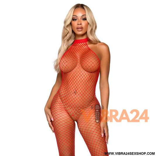 LEG AVENUE - LE FRIVOLE BODYSTOCKING - RACER NECK TAMANHO ÚNICO VERMELHO