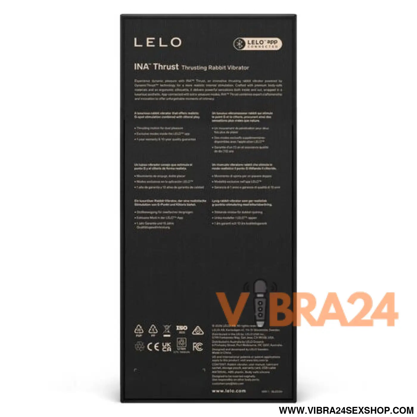 LELO - INA THRUST RABBIT VIBRADOR DE EMPURRAÇÃO PRETO