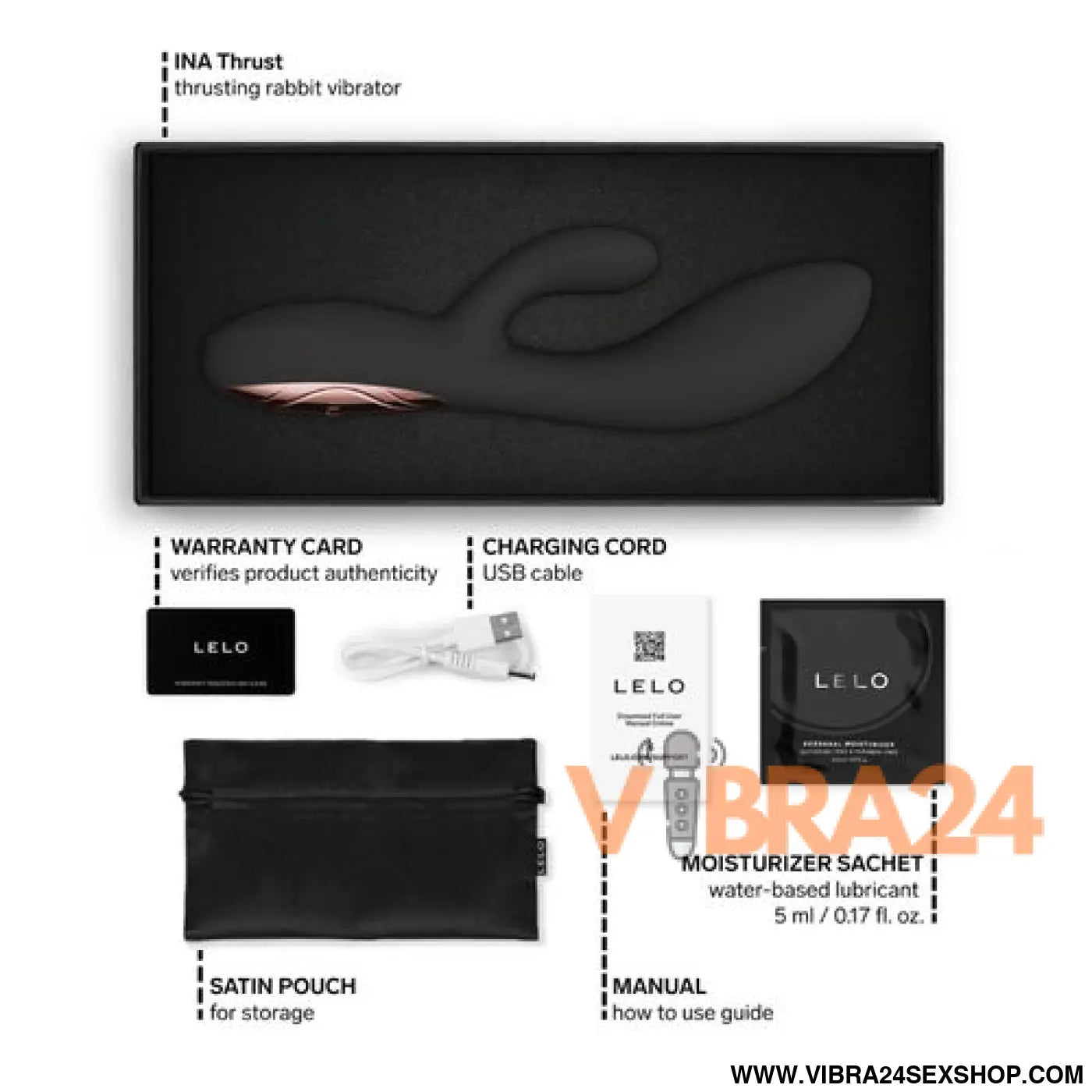 LELO - INA THRUST RABBIT VIBRADOR DE EMPURRAÇÃO PRETO