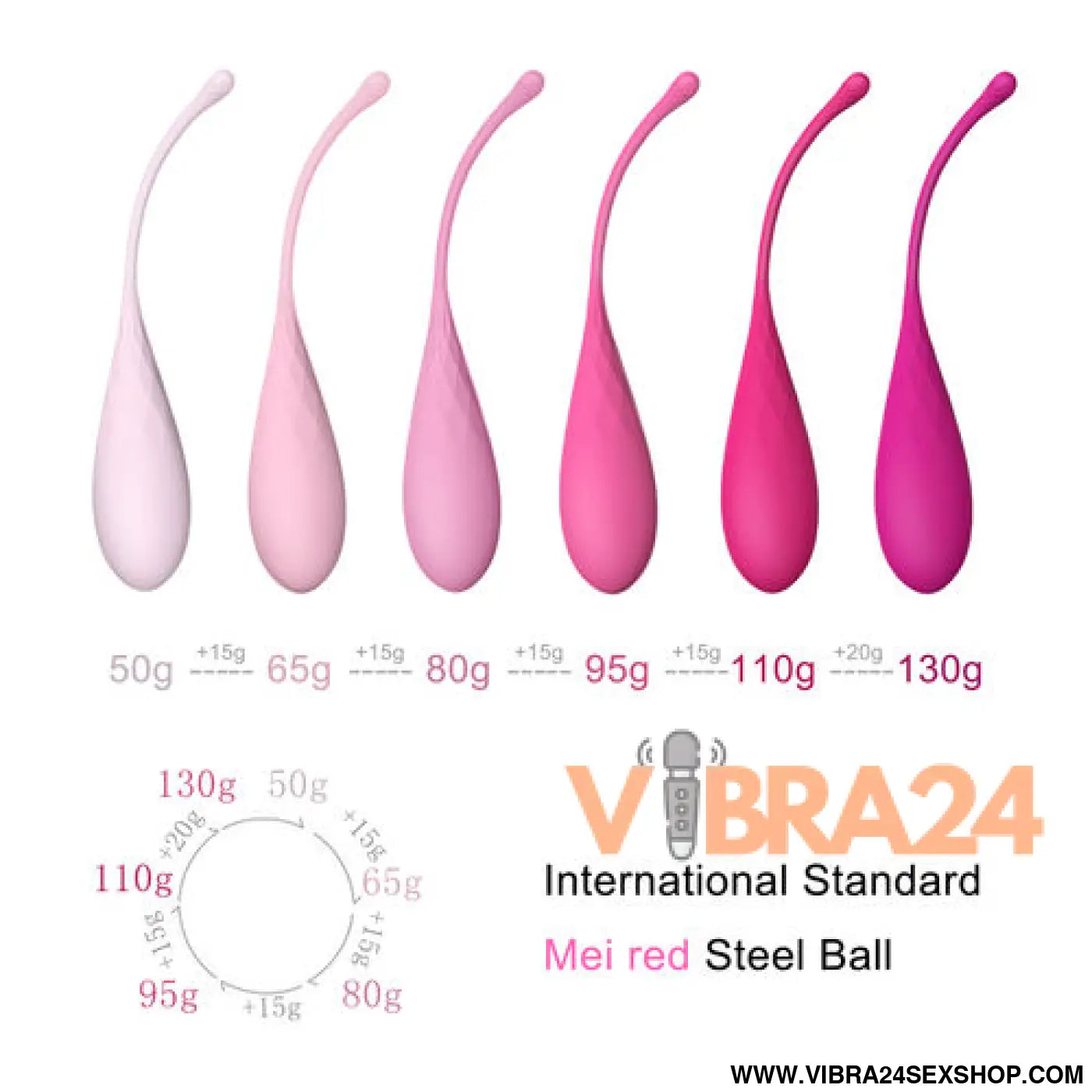 LESLIE - Conjunto Kegel Exercícios Assoalho Pélvico 6 PCS - VIBRA24 SEXSHOP
