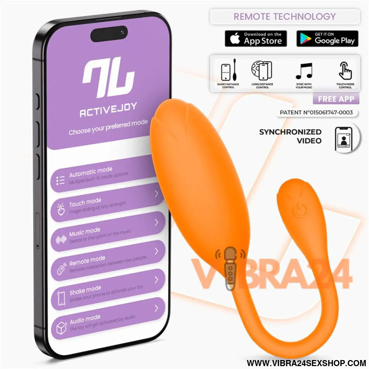 Logan Vibrating Egg with App Unibody Silicone Orange