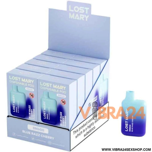 LOST MARY - (EXPOSITOR PROFESSIONAL PACK -10 UNIDADES) BM600 NICOTINE VAPER 2% DESCARTÁVEL AZUL RAZZ CHERRY