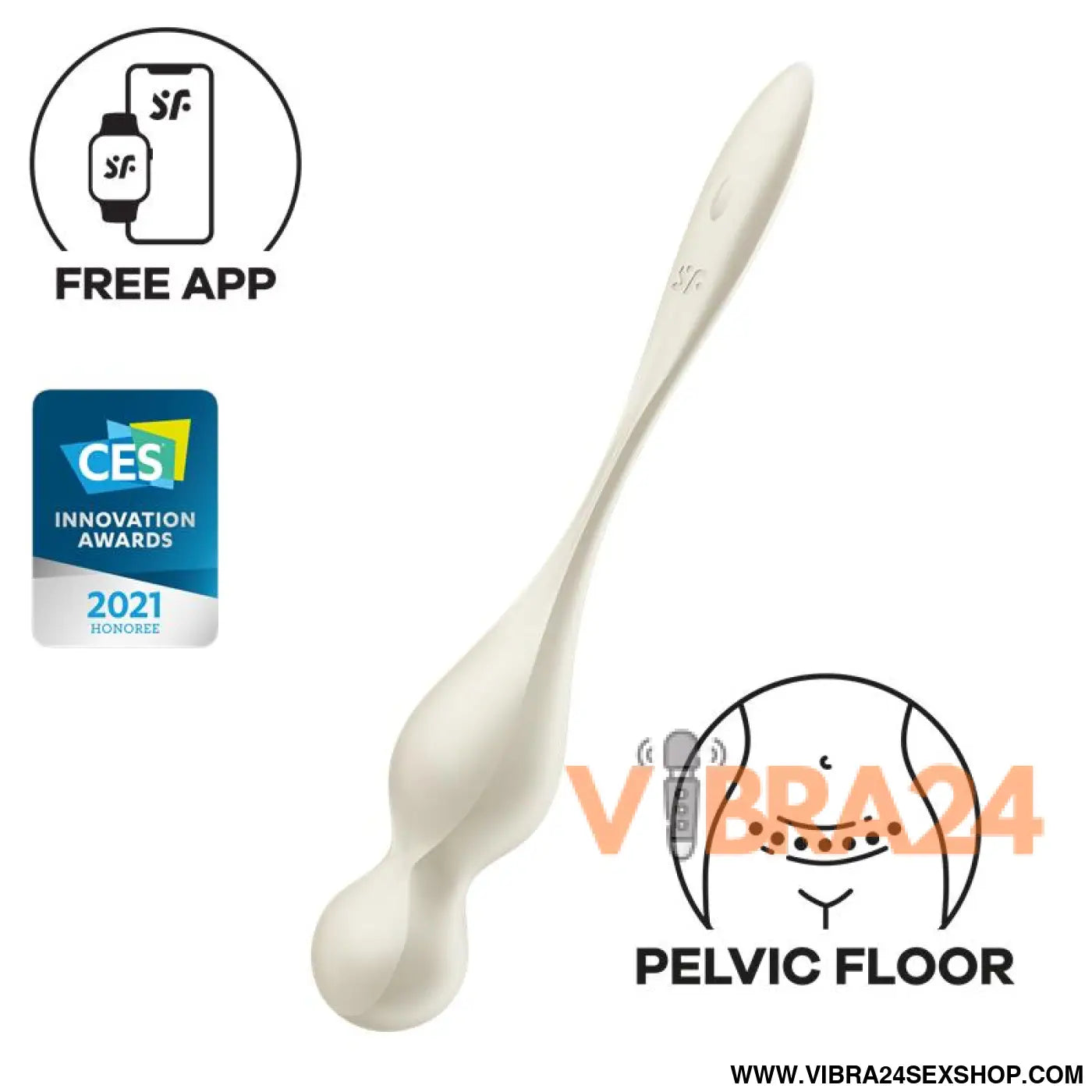 Love Birds 1 Kegel Balls with APP White