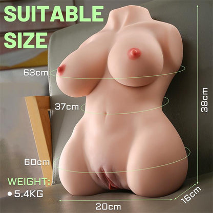 Marita – Torso Masturbador: Realismo Premium com Torso Feminino em TPR e Canais Duplos Texturizados