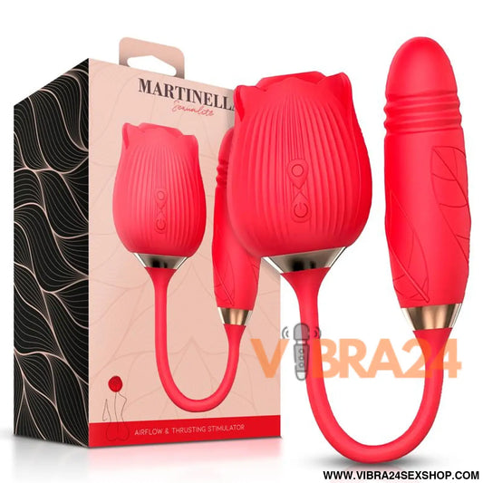 Martinella – Airflow Rose: Estimulador 2 em 1 com Rosa de Sucção e Ovo Movimento para Prazer Completo