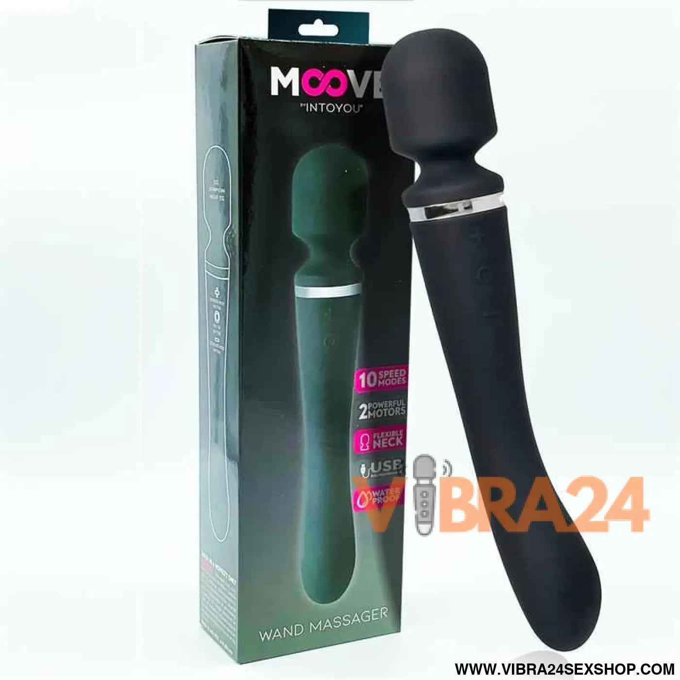 Massage Wand with 2 Motors Silicone Black