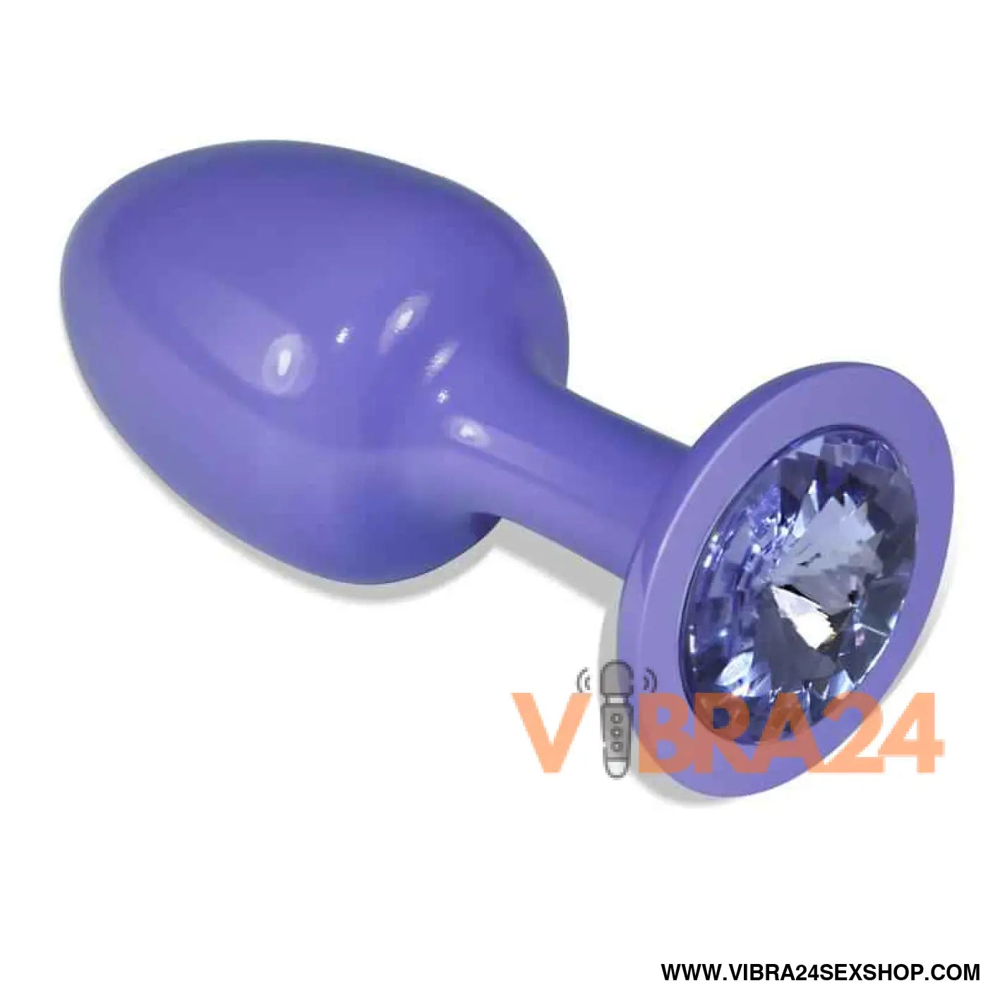 Metal Butt Plug Purple Rosebud with Blue Jewel