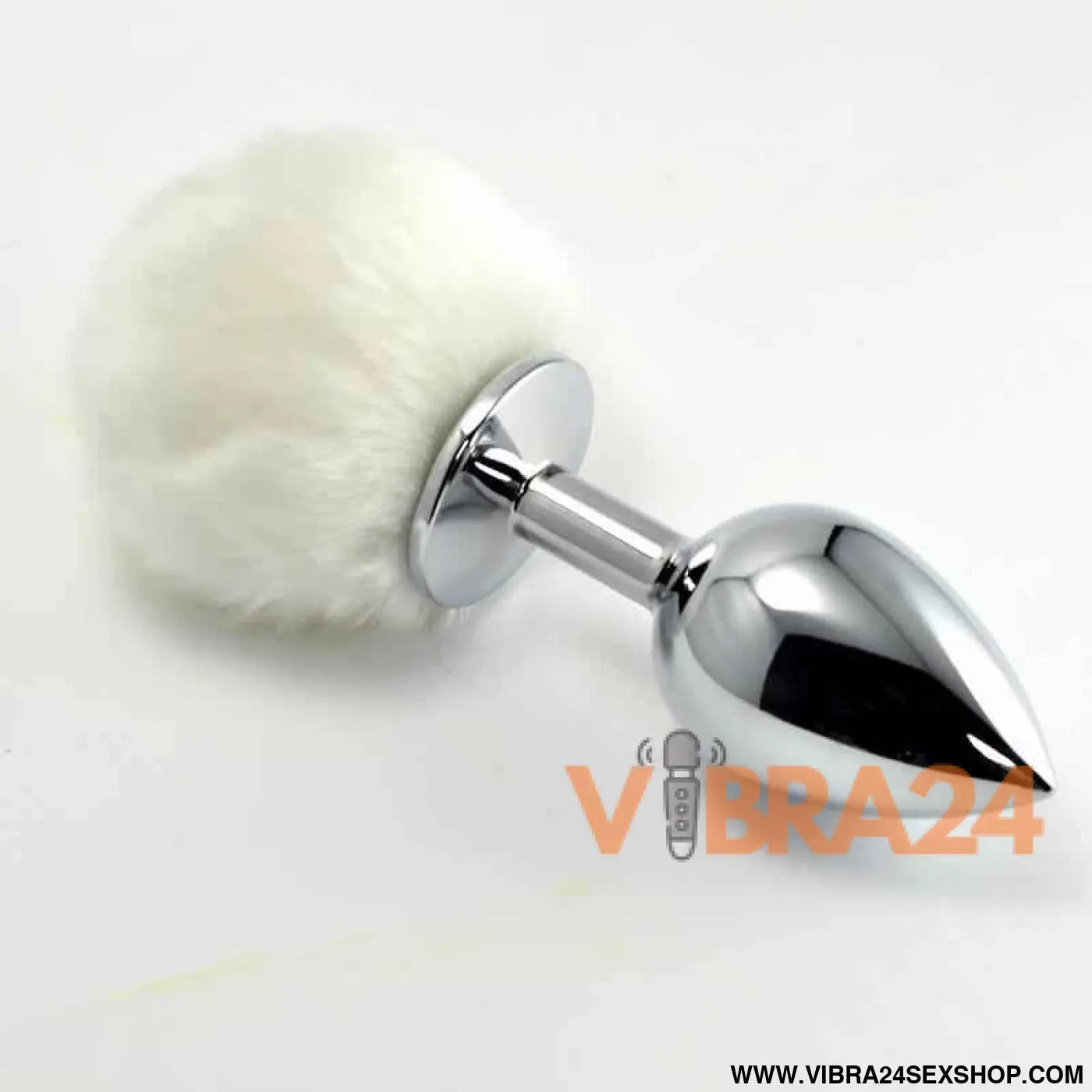 Metal Butt Plug qwith White Blanco Size S