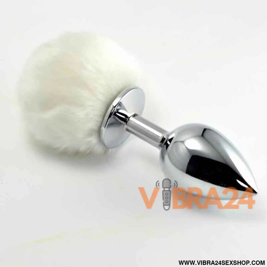 Metal Butt Plug qwith White Blanco Size S