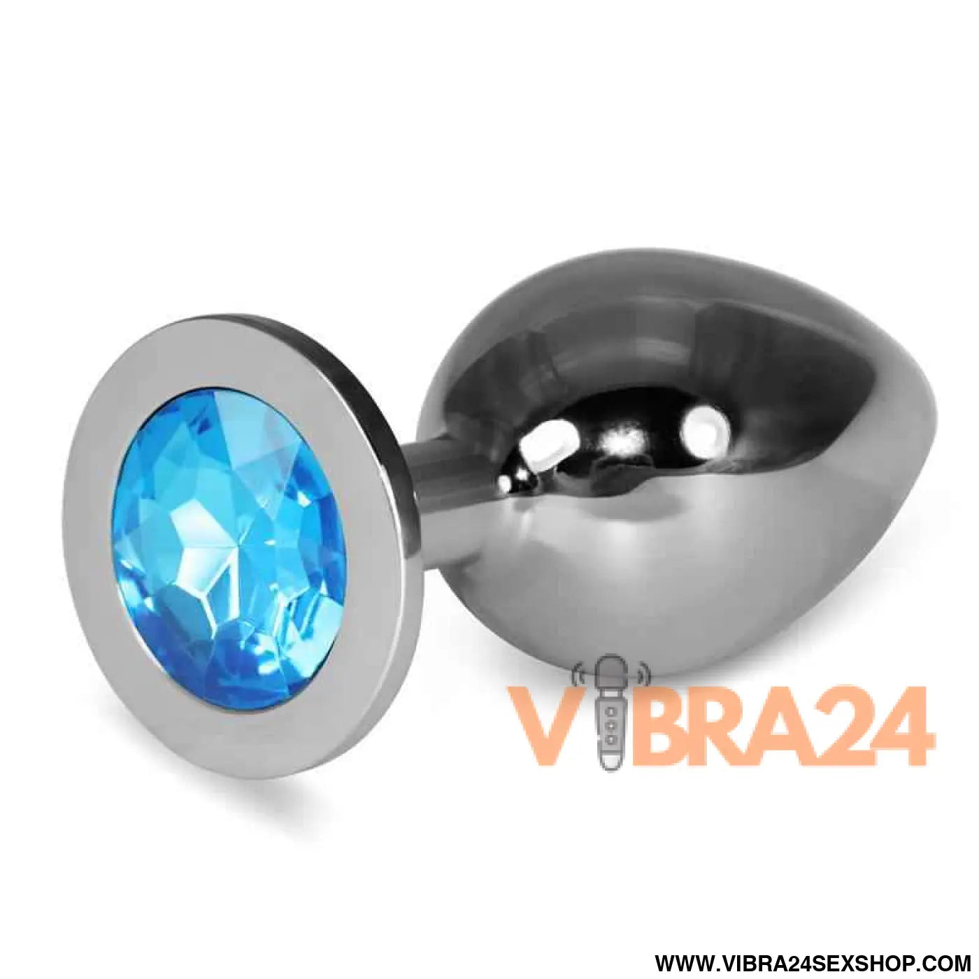 Metal Butt Plug RoseBud Classic with Blue Jewel Size L