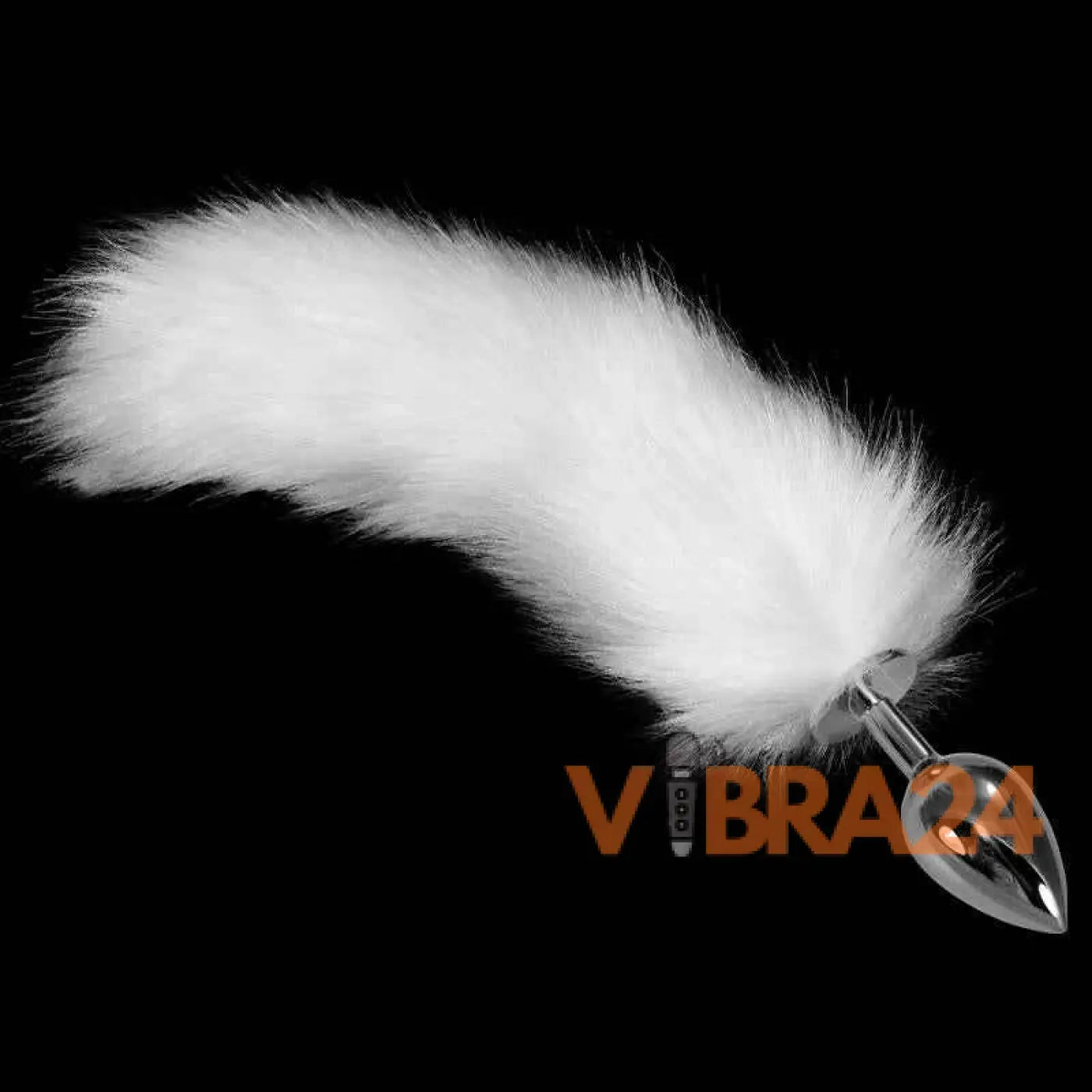 Metal Butt Plug with White Fox Tail