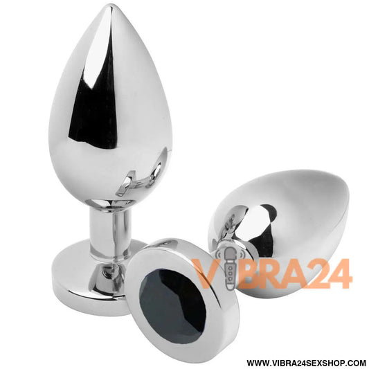 METAL HARD - PLUG ANAL DIAMANTE PRETO PEQUENO 5,71CM