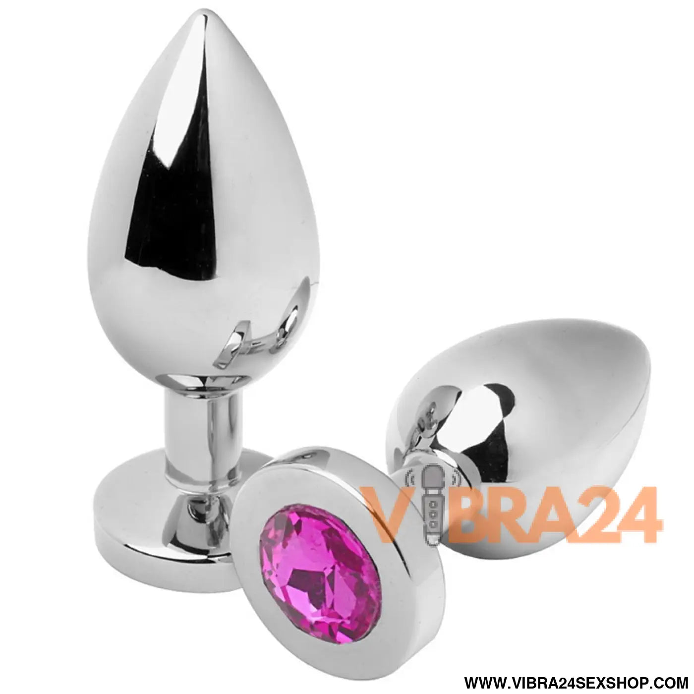 METAL HARD - PLUG ANAL DIAMANTE ROSA MÉDIO 7,62CM