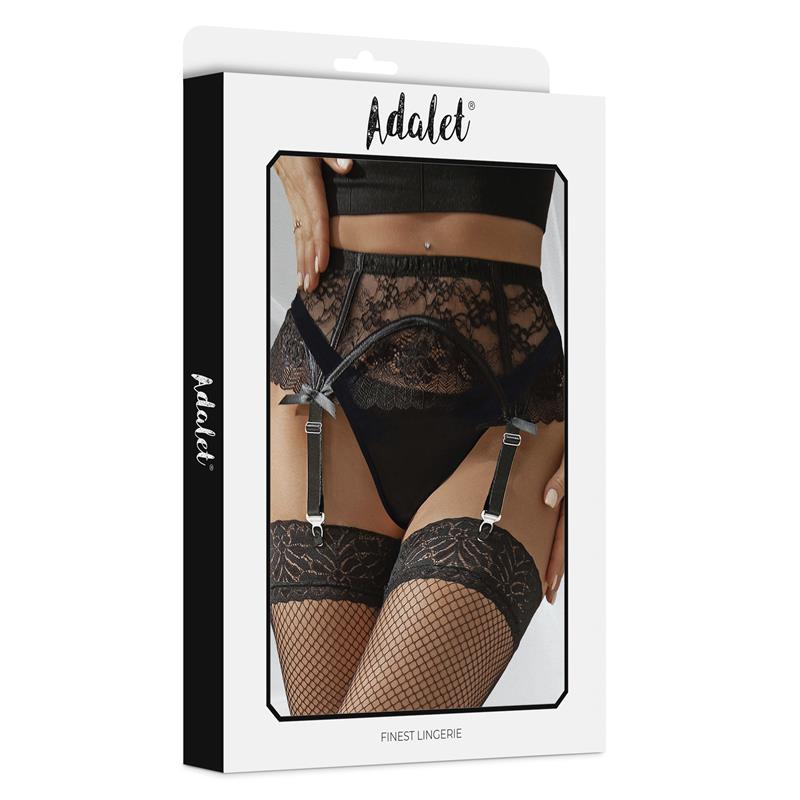 Adalet Lingerie – Miranda: Cinta-liga e Calcinha em Renda Preta para Elegância e Sofisticação