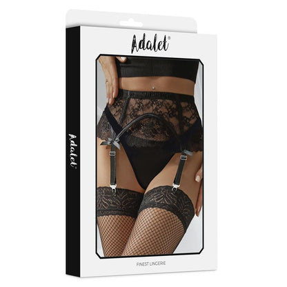Adalet Lingerie – Miranda: Cinta-liga e Calcinha em Renda Preta para Elegância e Sofisticação