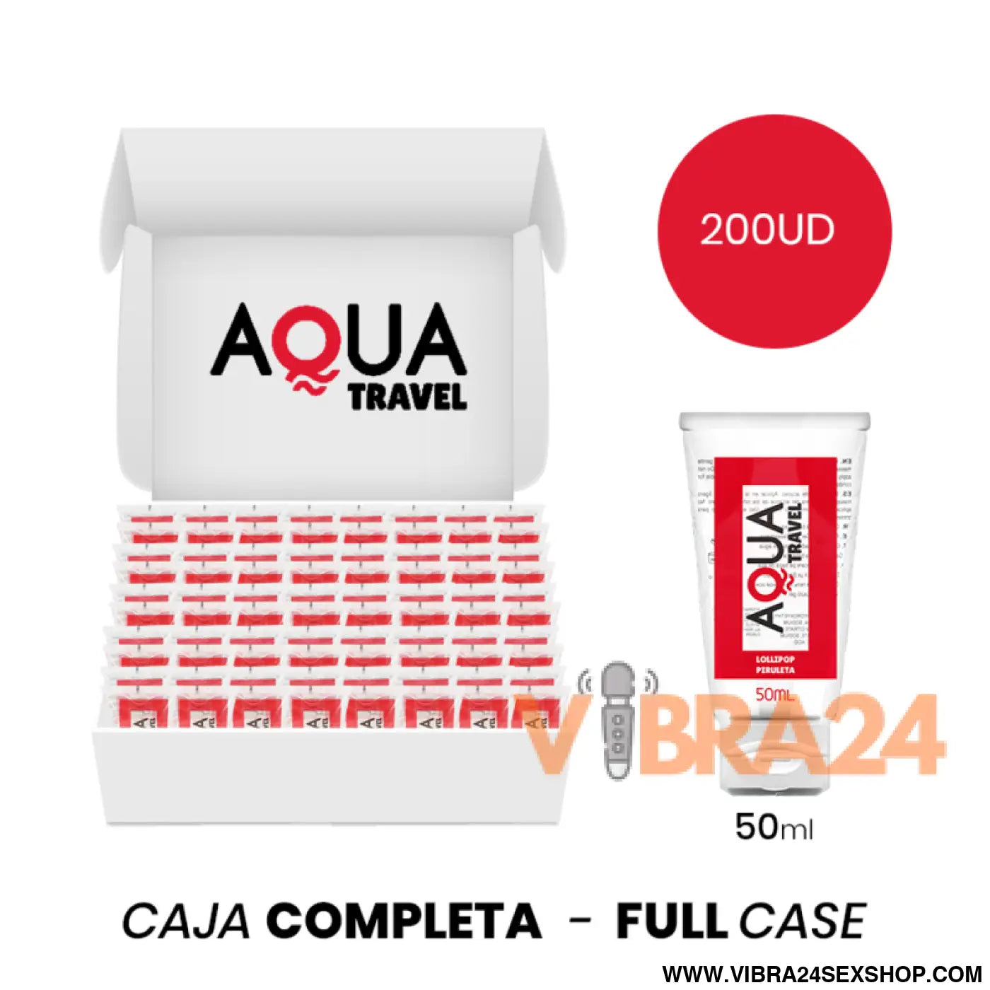 MOQ 200 - AQUA TRAVEL LUBRIFICANTE À BASE DE ÁGUA SABOR LOLLIPOP - 50 ML