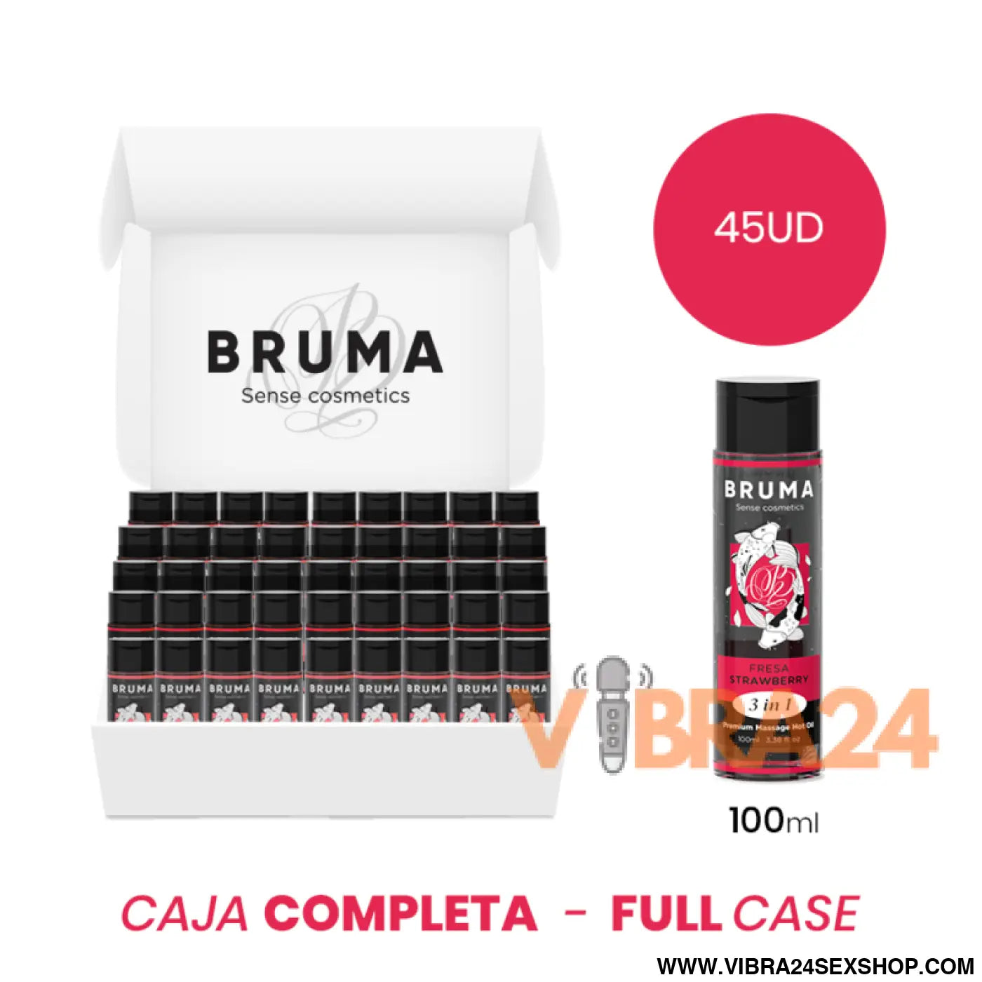MOQ 45 - BRUMA ÓLEO DE MASSAGEM PREMIUM EFEITO CALOR SABOR MORANGO 3 EM 1 - 100 ML