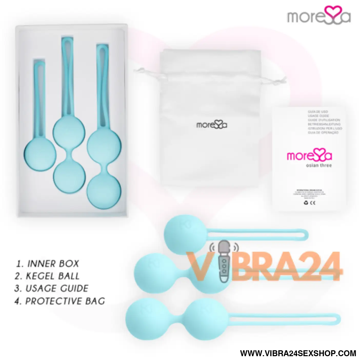 MORESSA - Conjunto Bolas Chinesas Silicone Turquesa Premium Osian - VIBRA24 SEXSHOP