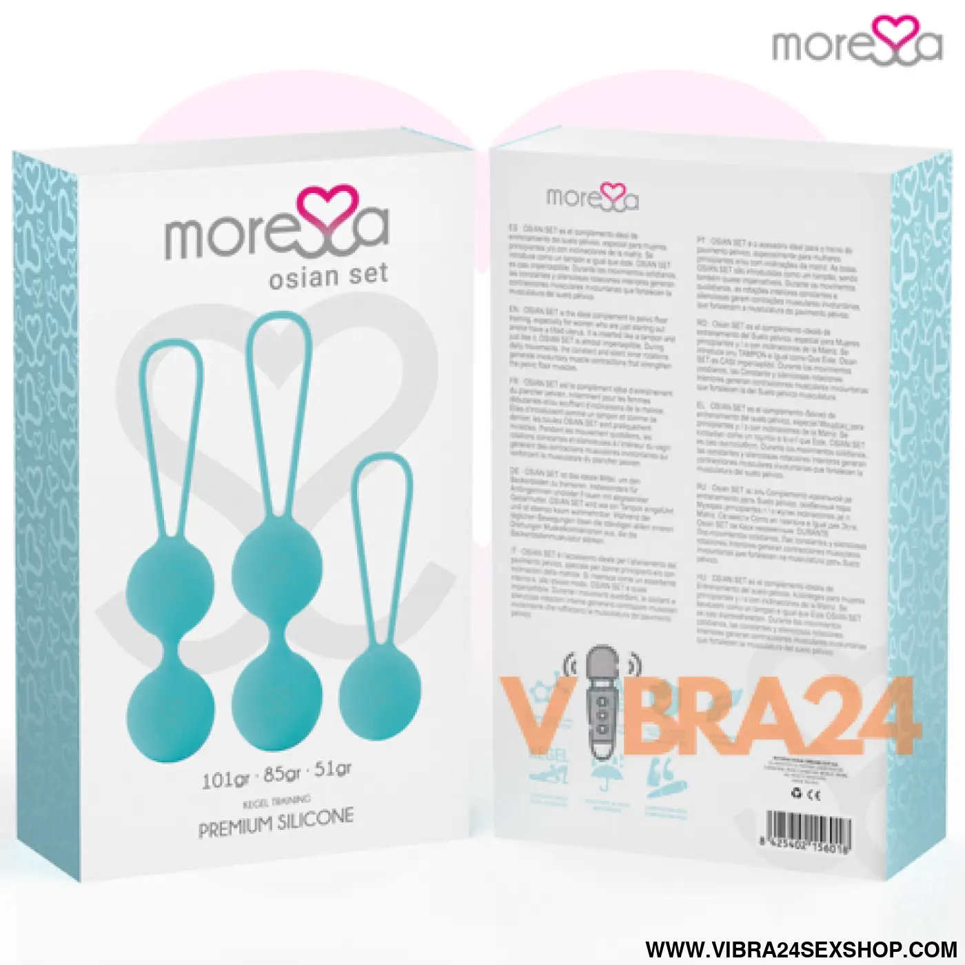 MORESSA - Conjunto Bolas Chinesas Silicone Turquesa Premium Osian - VIBRA24 SEXSHOP
