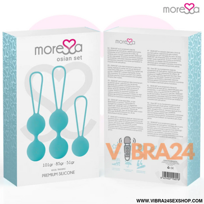 MORESSA - Conjunto Bolas Chinesas Silicone Turquesa Premium Osian - VIBRA24 SEXSHOP