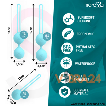 MORESSA - Conjunto Bolas Chinesas Silicone Turquesa Premium Osian - VIBRA24 SEXSHOP
