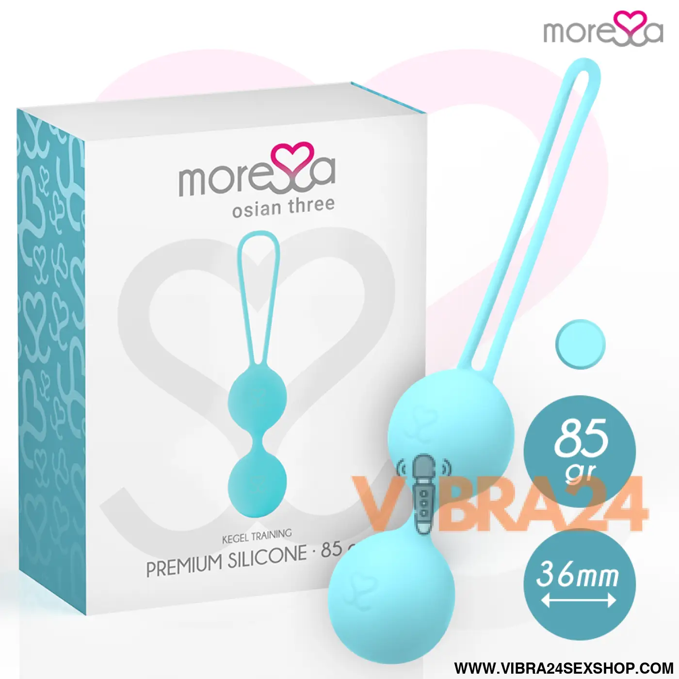 MORESSA - OSIAN TRÊS SILICONE TURQUESA PREMIUM para Bolas Chinesas - VIBRA24 SEXSHOP