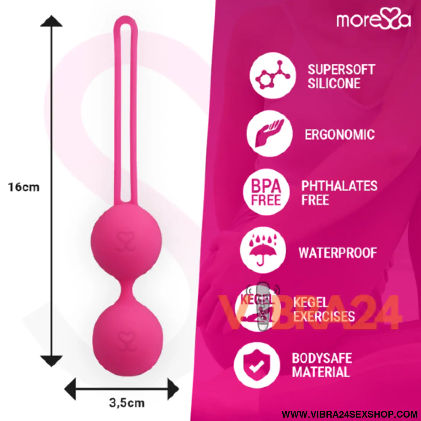 MORISSA - OSIAN DOIS SILICONE PREMIUM ROSA | Bolas Chinesas de Silicone MORESSA - VIBRA24 SEXSHOP