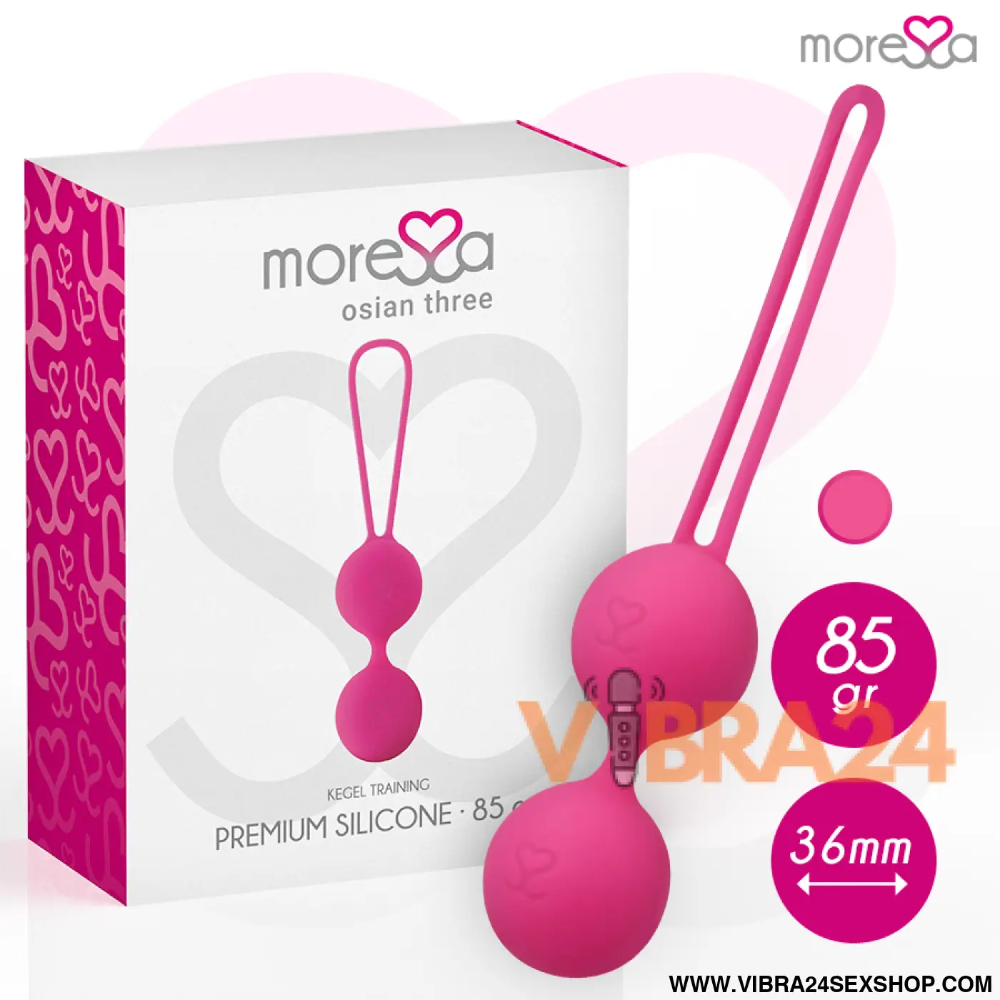 MORRESA - OSIAN TRÊS SILICONE PREMIUM ROSA | Bolas Chinesas Moressa - VIBRA24 SEXSHOP