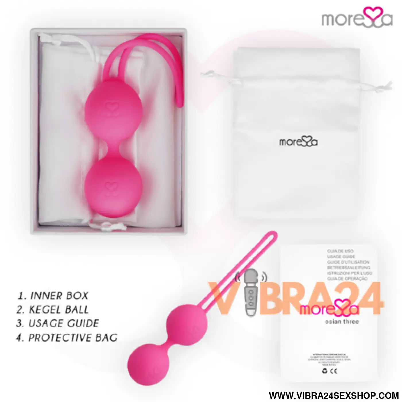 MORRESA - OSIAN TRÊS SILICONE PREMIUM ROSA | Bolas Chinesas Moressa - VIBRA24 SEXSHOP