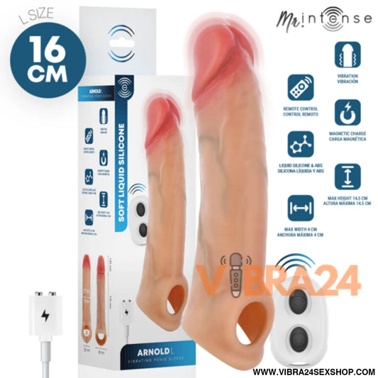 MR Intense Arnold L – Capa Peniana Vibratória com Controle Remoto Ultra‑Realista 16 cm x 4,5