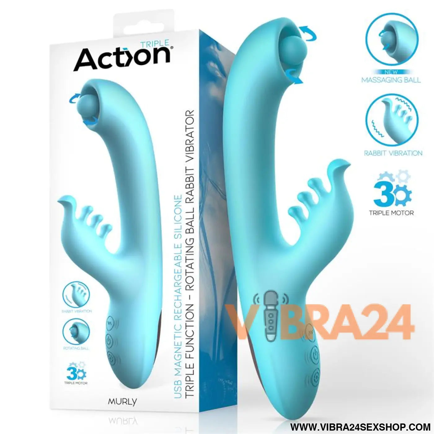 Murly Soft Massaging Ball 360º con Vibración Doble - 3 Motores