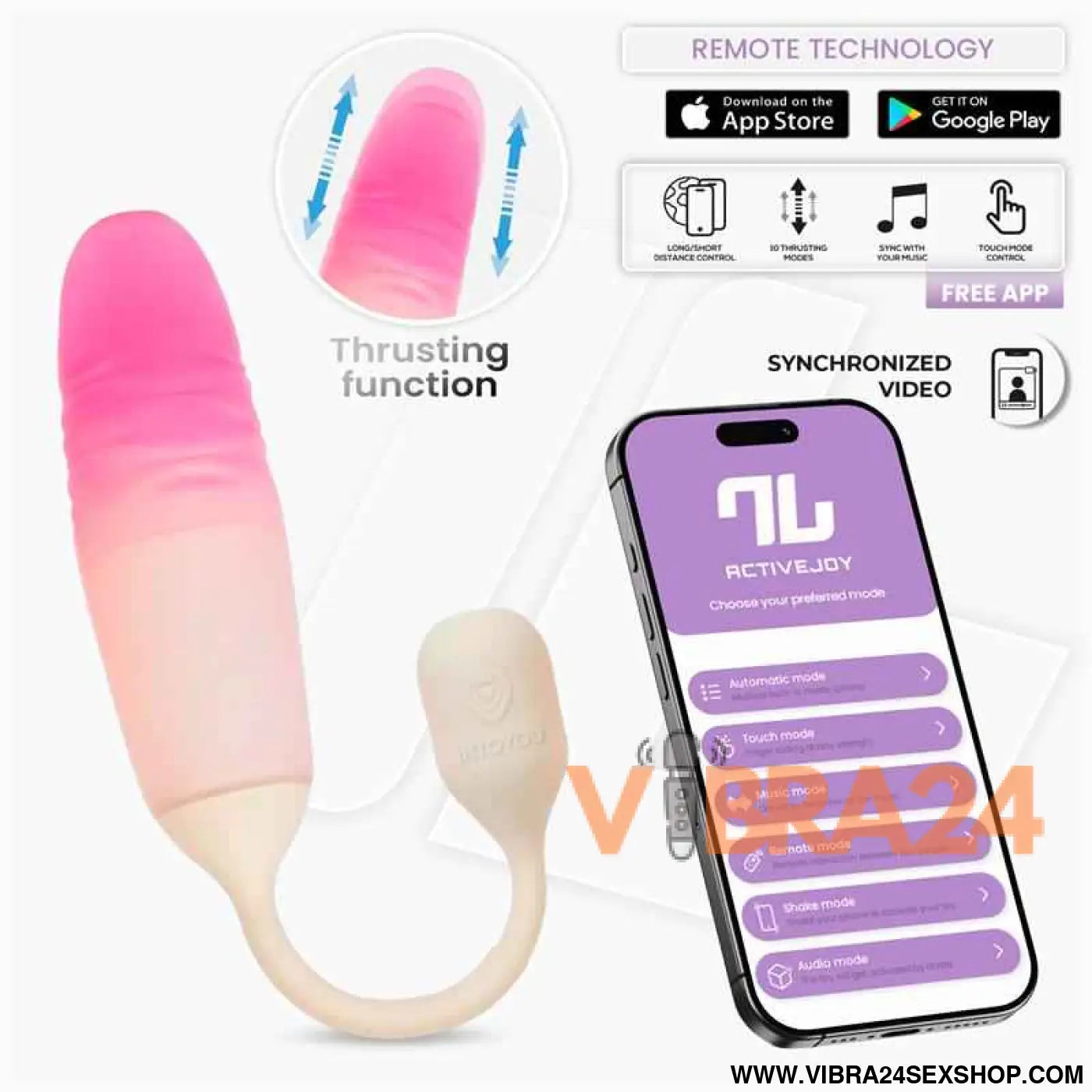 NexEgg Motion Vibrating Egg with Thrusting App Beige/Pink