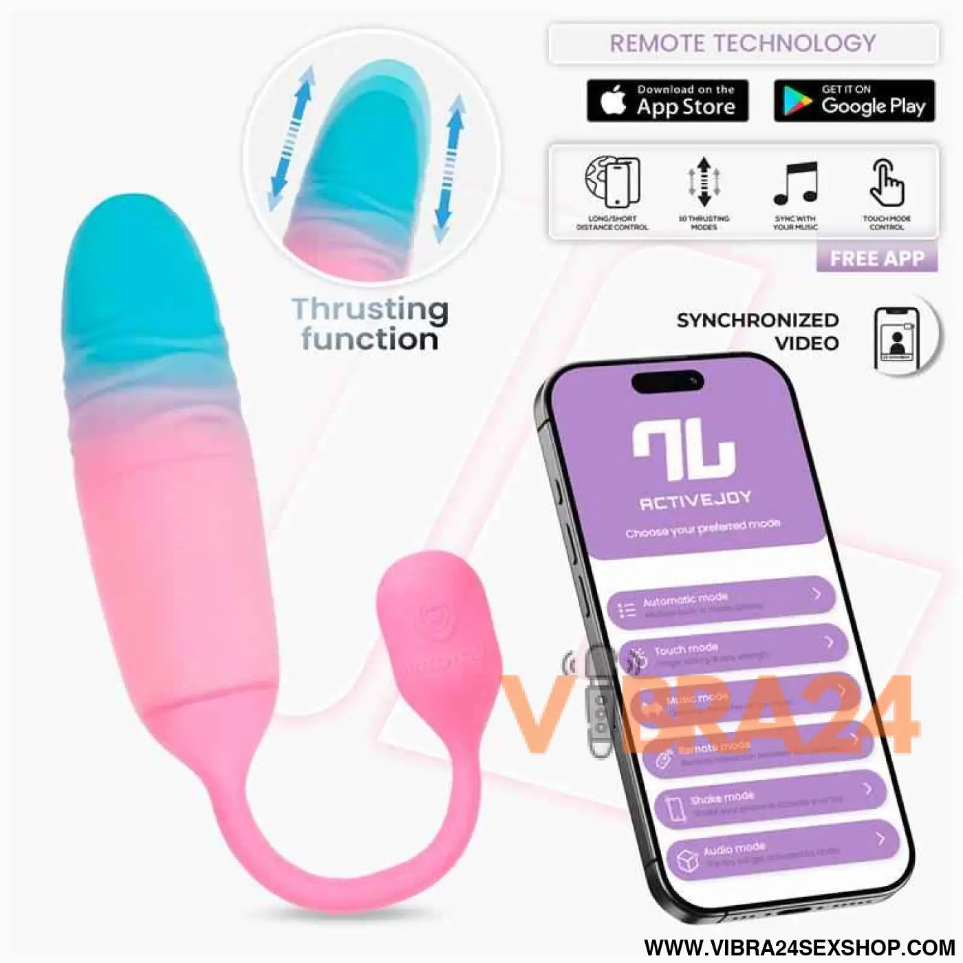 NexEgg Motion Vibrating Egg with Thrusting App Pink/Turquoise