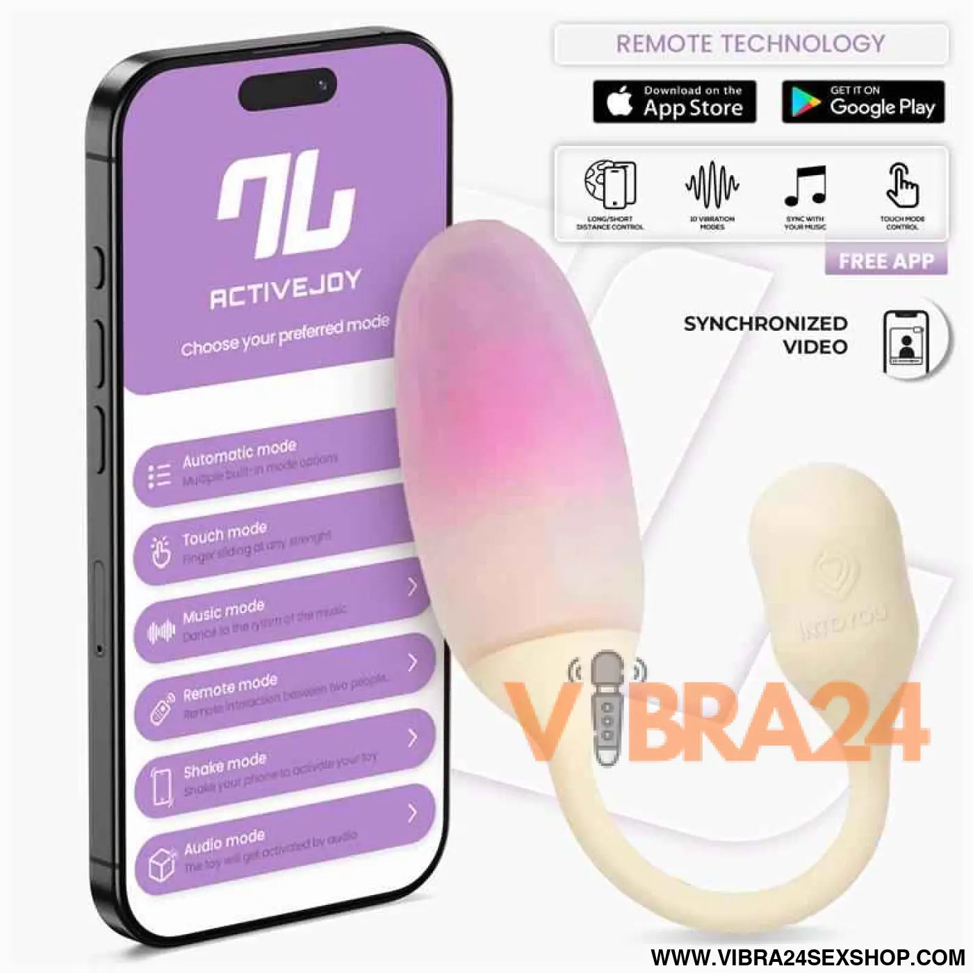 NexEgg Vibrating Egg Double Silicone Layer App Beige/Pink