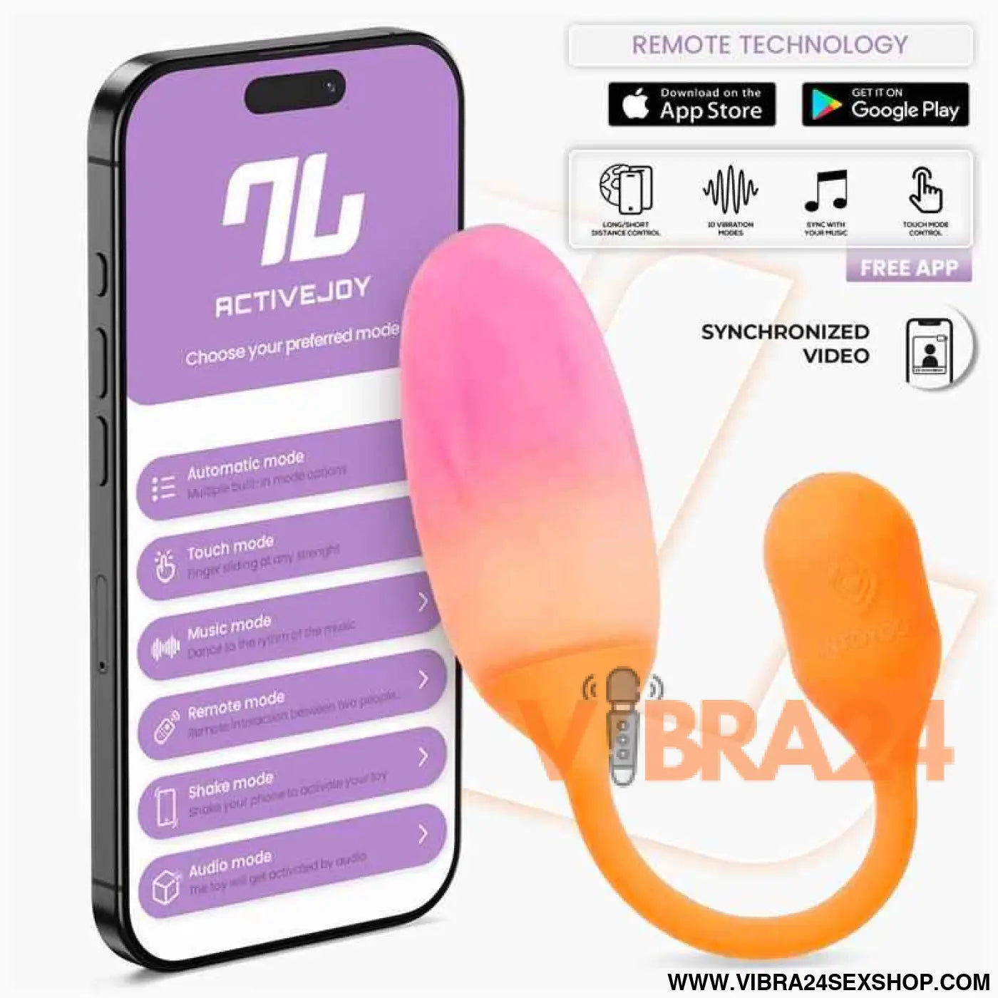 NexEgg Vibrating Egg Double Silicone Layer App Orange/Pink